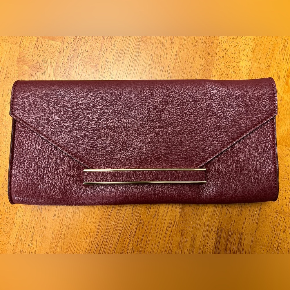 Dark Maroon Clutch with Gold Hardware